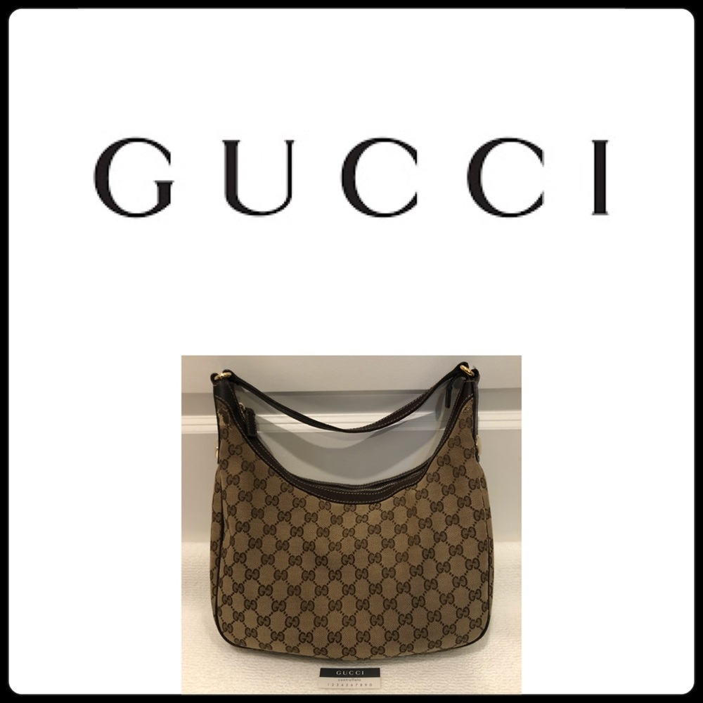GUCCI Vintage Monogram Shoulder Bag || Brown